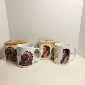 Vintage Western Native American Indigenous Art Mug Set 2 Bill Hampton Rodriguez